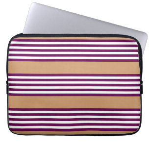 Plum en white vijf strepen patroon met tint laptop sleeve