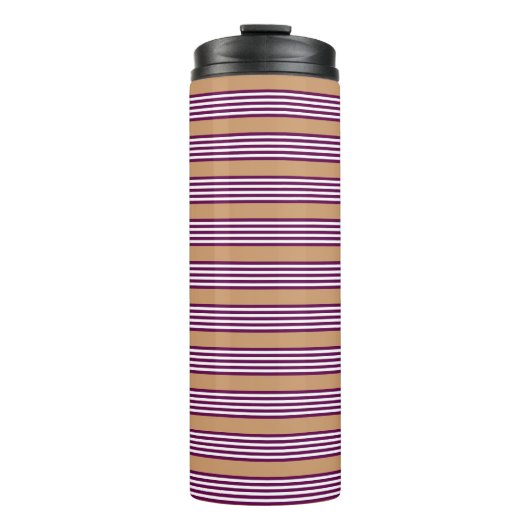 Plum en white vijf strepen patroon met tint thermosbeker (Voorkant)