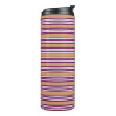 Plum en white vijf strepen patroon met tint thermosbeker (Gedraaid links)
