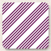 Plum en white vijf stripe patroon bier onderzetter (Voorkant)