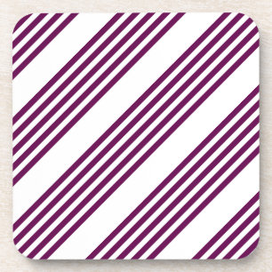 Plum en white vijf stripe patroon bier onderzetter