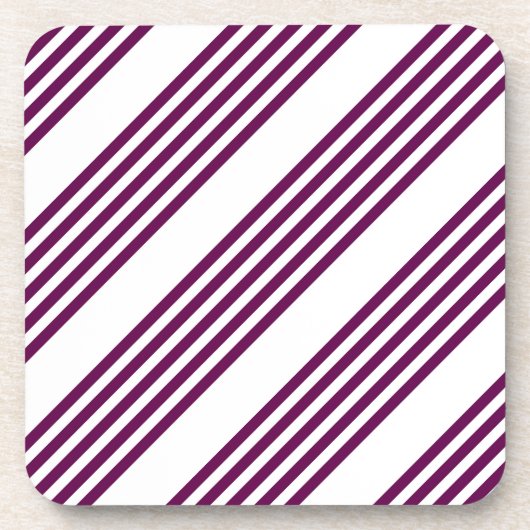 Plum en white vijf stripe patroon bier onderzetter (Voorkant)