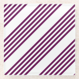 Plum en white vijf stripe patroon glazen onderzetter