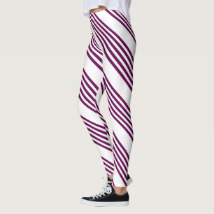 Plum en white vijf stripe patroon leggings