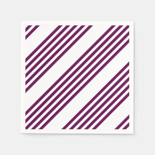 Plum en white vijf stripe patroon servet