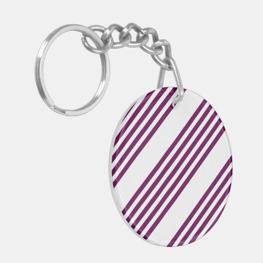 Plum en white vijf stripe patroon sleutelhanger (Voorkant Links)