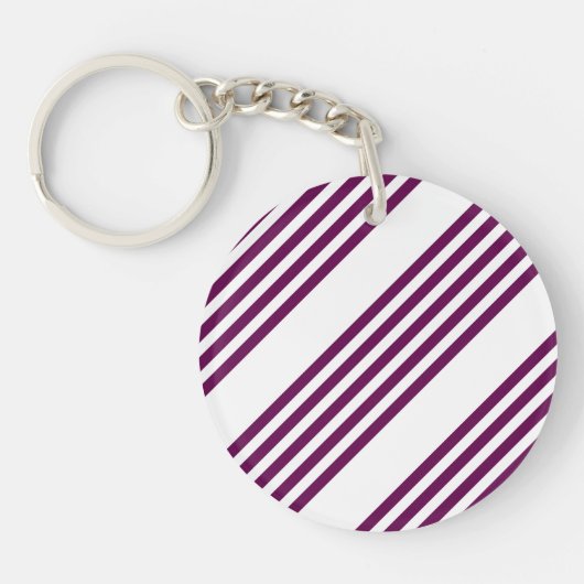 Plum en white vijf stripe patroon sleutelhanger (Voorkant)
