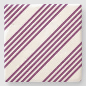 Plum en white vijf stripe patroon stenen onderzetter (Voorkant)
