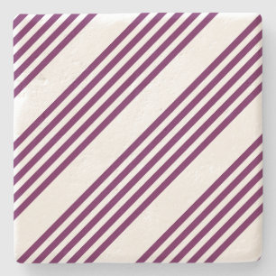 Plum en white vijf stripe patroon stenen onderzetter