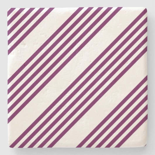 Plum en white vijf stripe patroon stenen onderzetter (Voorkant)