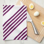 Plum en white vijf stripe patroon theedoek (Quarter Fold)