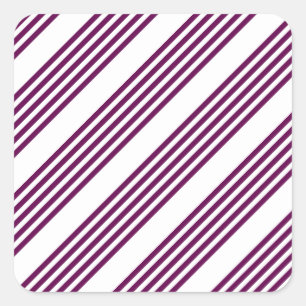 Plum en white vijf stripe patroon vierkante sticker