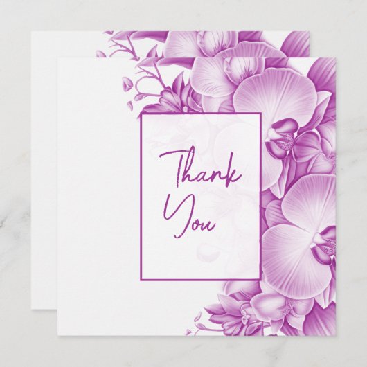 Plum en witte orchideeën bruiloft bedankkaart (Voorkant / Achterkant)