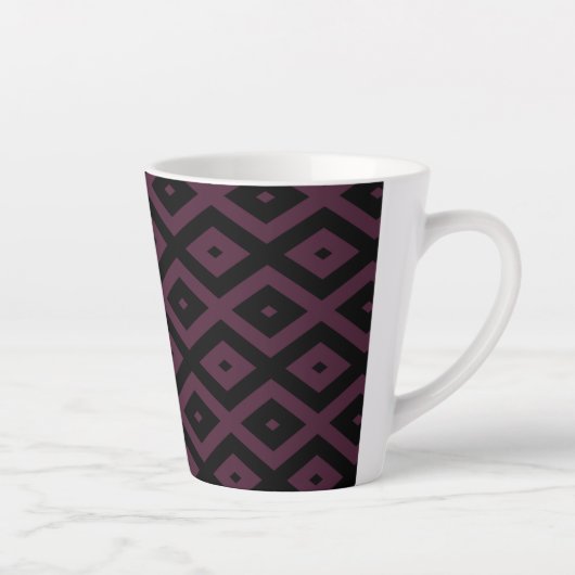 Plum en zwarte diamant patroon latte mok (Rechts)