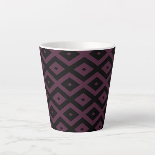 Plum en zwarte diamant patroon latte mok (Voorkant)