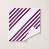 Plum et blanc cinq bandes motif (Gant de toilette)