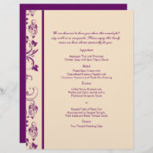 Plum et champagne Flore Saut Mariage Menu (Devant / Derrière)