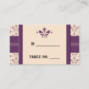 Plum et Champagne Mariage damassé Cartes de Place