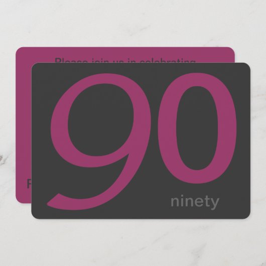 Plum et charbon de bois sur mesure 90e invitation  (Devant / Derrière)