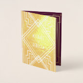 Plum et Gold Foil Faire-part de mariage Art déco (Devant)