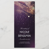 Plum et Gold Shooting Star Night Wedding Programme (Devant)