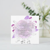 Plum et marine Aquarelle Faire-part de mariage flo (Debout devant)