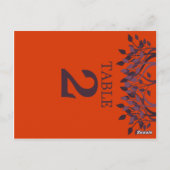 Plum et Orange Feuilles Numéro de tableau Cartes 2 (Dos)