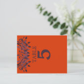 Plum et Orange Feuilles Numéro de tableau Cartes 5 (Debout devant)