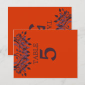 Plum et Orange Feuilles Numéro de tableau Cartes 5 (Devant / Derrière)