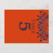 Plum et Orange Feuilles Numéro de tableau Cartes 5 (Dos)