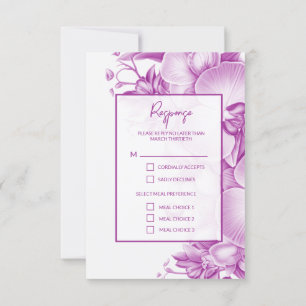Plum et Orchidées Blanches Mariage RSVP Cartes de