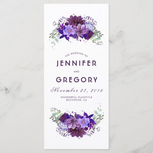 Plum et violet violet violet Programmes de mariage (Devant)