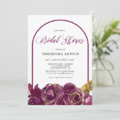 Plum Floral Arch Invitation de la douche nuptiale (Debout devant)