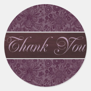 Plum Floral Dank u Sticker/zeehond Ronde Sticker