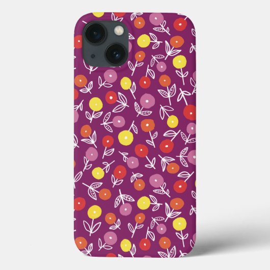 Plum Floral Ditsy iPhone Case (Achterkant)
