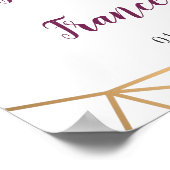 Plum Floral Faux Or Affiche de bienvenue géométriq (Coin)