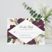 Plum floral foncé | Carte RSVP (Debout devant)