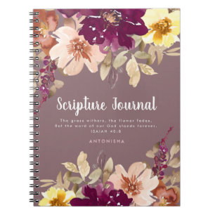Plum Floral Journal d'écriture personnalisée