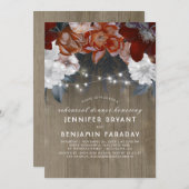 Plum Floral Lights Rustieke repetitie diner Kaart (Voorkant / Achterkant)