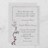 Plum Floral Vine Wedding Kaart (Voorkant / Achterkant)