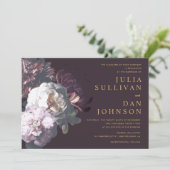 Plum foncé pourpre Moody Faire-part de mariage flo (Debout devant)