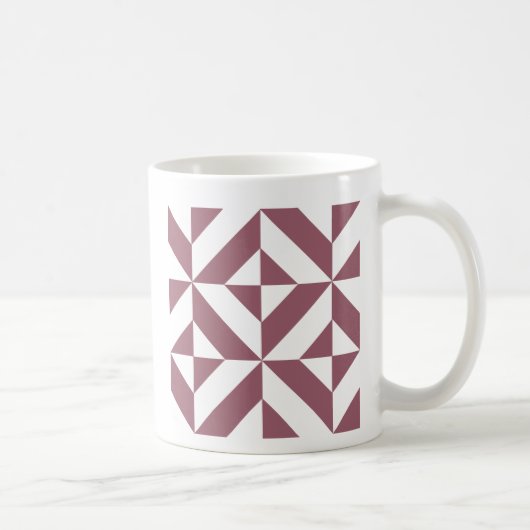 Plum Geometric Deco Cube Pattern Koffiemok (Rechts)
