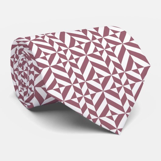 Plum Geometric Deco Cube Pattern Stropdas (Opgerold)