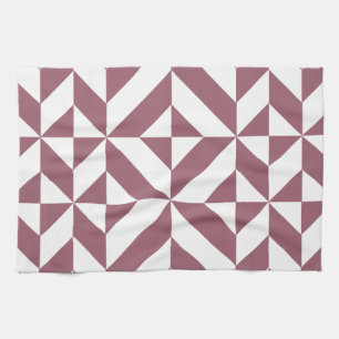 Plum Geometric Deco Cube Pattern Theedoek