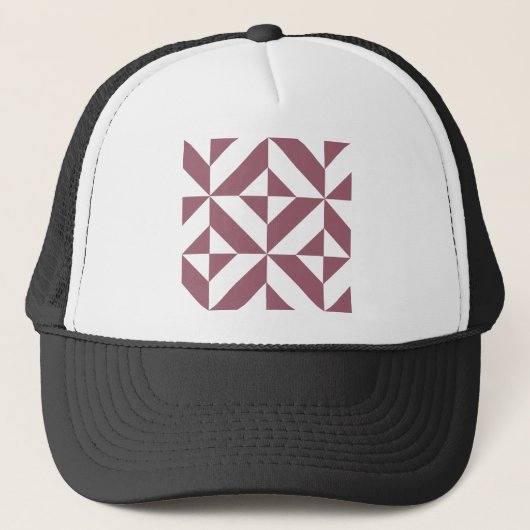 Plum Geometric Deco Cube Pattern Trucker Pet (Voorkant)