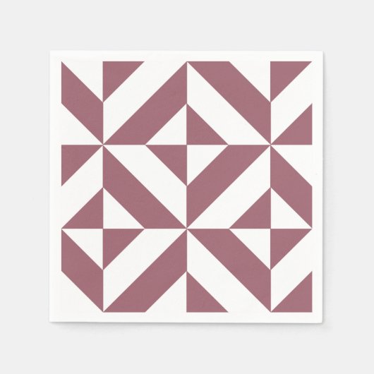 Plum Geometric Deco Pattern Servet (Voorkant)