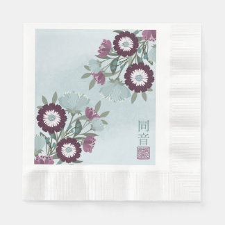 Plum gerbera madeliefje blauw bloemboeket Aziatisc Servet