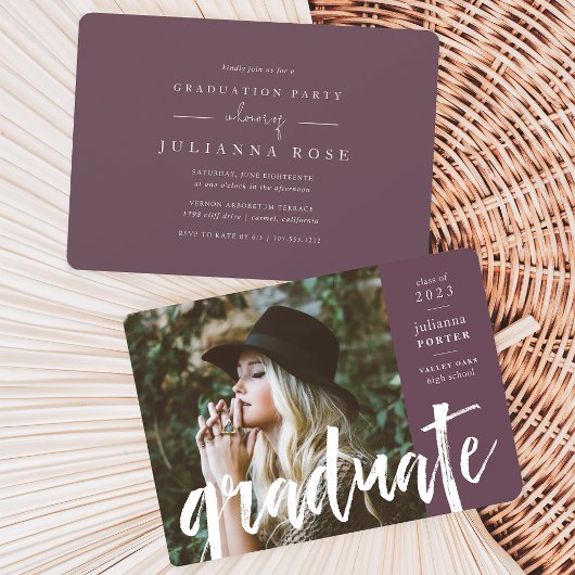 Plum | Gesetste overlay Graduation Party Kaart