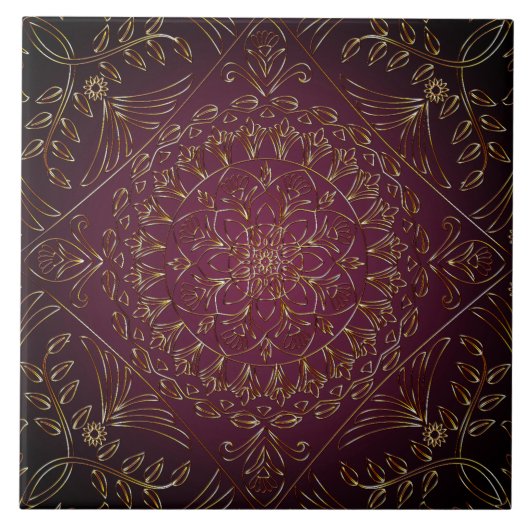 Plum Gold Decorative Ceramic Tile Tegeltje (Voorkant)