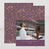 Plum + Gold Festive Carte de Noël photo hiver (Devant / Derrière)